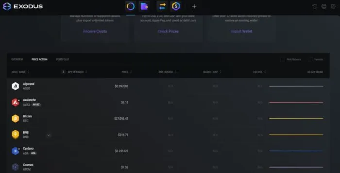 интерфейс приложения exodus для windows