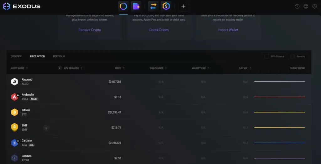 интерфейс приложения exodus для windows