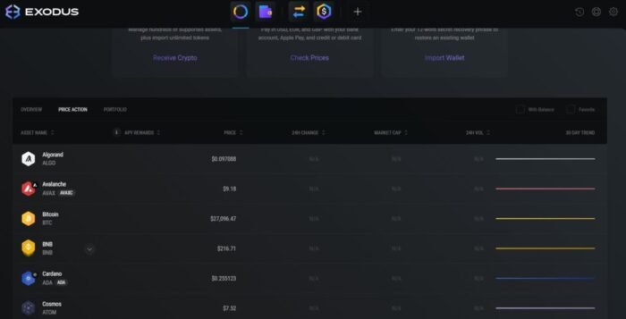 интерфейс приложения exodus для windows