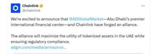 Chainlink (LINK) and ADGM join forces to develop tokenization in the UAE